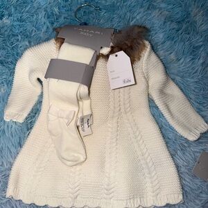 Tahari Baby Cream Outfit with Faux Fur Accent